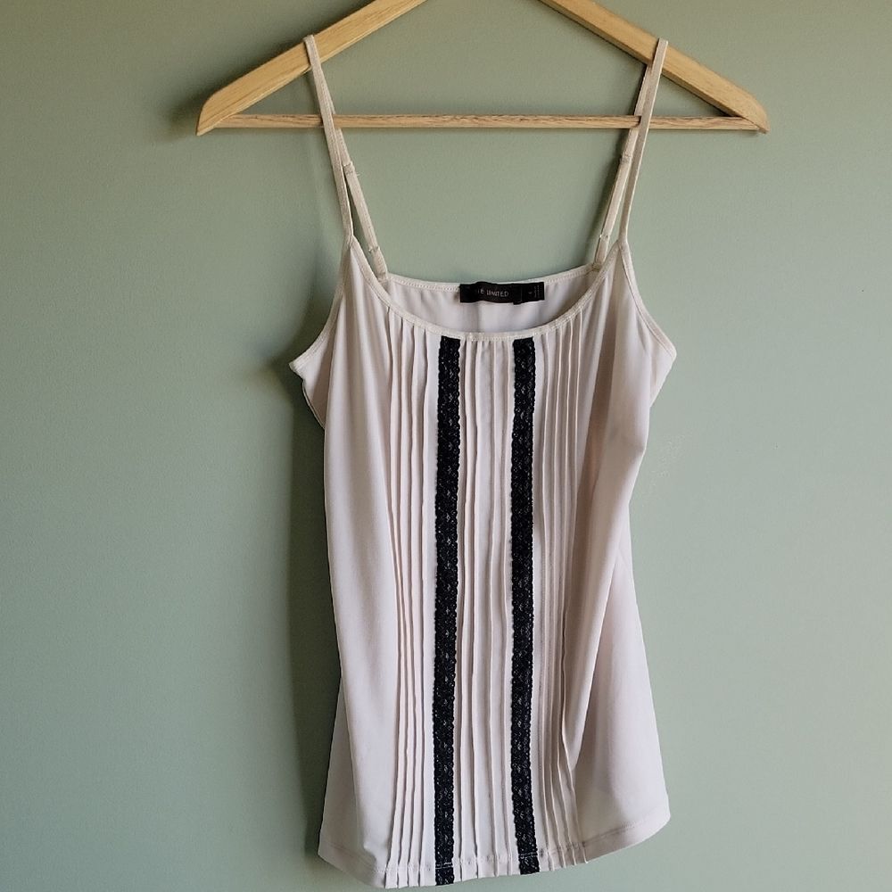 The Limited Cream Romantic Camisole w/Black Lace Accent Girly Size M